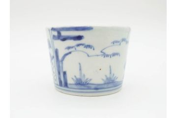 江戸後期　伊万里　染付　柔らかい印象のそば猪口2客セット(和食器、湯呑み、湯のみ、蕎麦猪口)(R-070345)