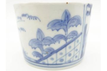 江戸後期　伊万里　染付　柔らかい印象のそば猪口2客セット(和食器、湯呑み、湯のみ、蕎麦猪口)(R-070345)