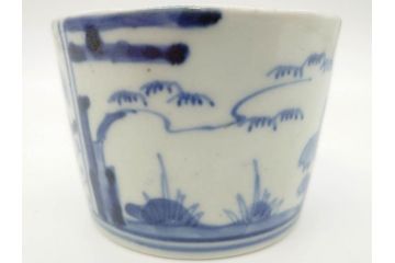 江戸後期　伊万里　染付　柔らかい印象のそば猪口2客セット(和食器、湯呑み、湯のみ、蕎麦猪口)(R-070345)
