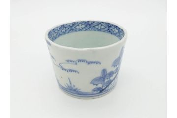 江戸後期　伊万里　染付　柔らかい印象のそば猪口2客セット(和食器、湯呑み、湯のみ、蕎麦猪口)(R-070345)