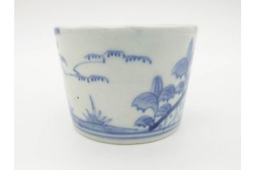 江戸後期　伊万里　染付　柔らかい印象のそば猪口2客セット(和食器、湯呑み、湯のみ、蕎麦猪口)(R-070345)