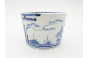 江戸後期　伊万里　染付　柔らかい印象のそば猪口2客セット(和食器、湯呑み、湯のみ、蕎麦猪口)(R-070345)