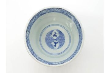 江戸後期　伊万里　染付　柔らかい印象のそば猪口2客セット(和食器、湯呑み、湯のみ、蕎麦猪口)(R-070345)