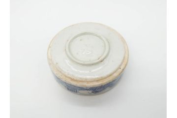 江戸期　古伊万里　染付　小振りで可愛らしい三段重(三段重鉢、小さなお重箱、珍味入れ、薬味入れ、小物入れ、ミニ)(R-070346)