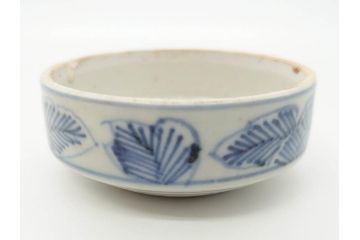 江戸期　古伊万里　染付　小振りで可愛らしい三段重(三段重鉢、小さなお重箱、珍味入れ、薬味入れ、小物入れ、ミニ)(R-070346)