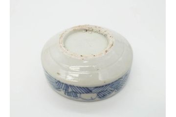 江戸期　古伊万里　染付　小振りで可愛らしい三段重(三段重鉢、小さなお重箱、珍味入れ、薬味入れ、小物入れ、ミニ)(R-070346)