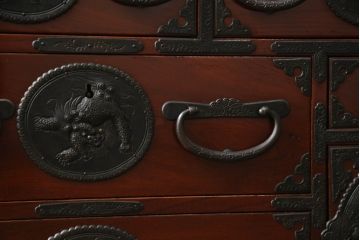 和製ビンテージ　最高級!　手打ち金具　凝った金具が上質な雰囲気を醸し出す仙台小箪笥(仙台箪笥、整理箪笥、収納たんす、引き出し、ヴィンテージ)(R-070352)