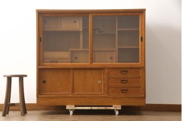 中古　美品　屋久杉　上質な和の空間づくりにおすすめの茶箪笥(茶棚、戸棚、収納棚、飾り棚)(R-070354)