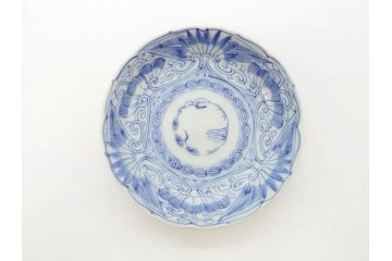 江戸期　古伊万里　染付　線描　松竹梅文　3.6寸　約11cm　爽やかな色合いが素敵な小皿5枚セット(和食器、和皿、三寸六分)(R-070391)
