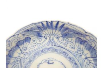 江戸期　古伊万里　染付　線描　松竹梅文　3.6寸　約11cm　爽やかな色合いが素敵な小皿5枚セット(和食器、和皿、三寸六分)(R-070391)