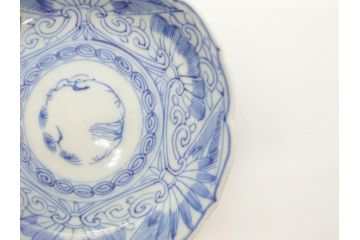江戸期　古伊万里　染付　線描　松竹梅文　3.6寸　約11cm　爽やかな色合いが素敵な小皿5枚セット(和食器、和皿、三寸六分)(R-070391)