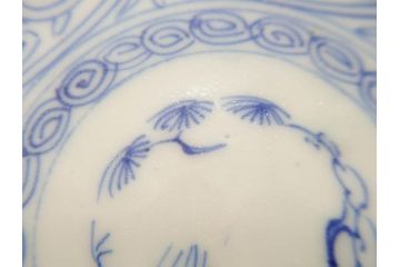 江戸期　古伊万里　染付　線描　松竹梅文　3.6寸　約11cm　爽やかな色合いが素敵な小皿5枚セット(和食器、和皿、三寸六分)(R-070391)