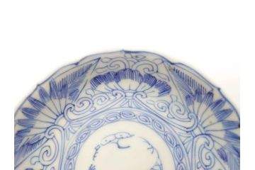 江戸期　古伊万里　染付　線描　松竹梅文　3.6寸　約11cm　爽やかな色合いが素敵な小皿5枚セット(和食器、和皿、三寸六分)(R-070392)