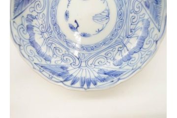 江戸期　古伊万里　染付　線描　松竹梅文　3.6寸　約11cm　爽やかな色合いが素敵な小皿5枚セット(和食器、和皿、三寸六分)(R-070392)