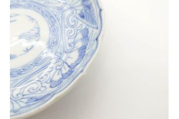江戸期　古伊万里　染付　線描　松竹梅文　3.6寸　約11cm　爽やかな色合いが素敵な小皿5枚セット(和食器、和皿、三寸六分)(R-070392)
