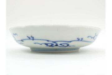 江戸期　古伊万里　染付　線描　松竹梅文　3.6寸　約11cm　爽やかな色合いが素敵な小皿5枚セット(和食器、和皿、三寸六分)(R-070392)