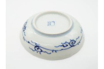江戸期　古伊万里　染付　線描　松竹梅文　3.6寸　約11cm　爽やかな色合いが素敵な小皿5枚セット(和食器、和皿、三寸六分)(R-070392)
