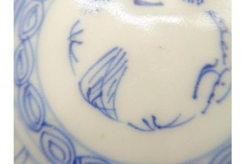 江戸期　古伊万里　染付　線描　松竹梅文　3.6寸　約11cm　爽やかな色合いが素敵な小皿5枚セット(和食器、和皿、三寸六分)(R-070392)