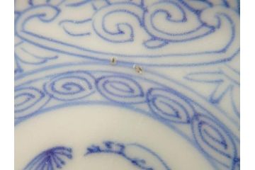 江戸期　古伊万里　染付　線描　松竹梅文　3.6寸　約11cm　爽やかな色合いが素敵な小皿5枚セット(和食器、和皿、三寸六分)(R-070392)
