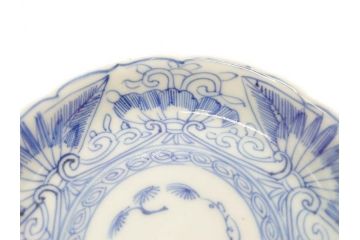江戸期　古伊万里　染付　線描　松竹梅文　3.6寸　約11cm　爽やかな色合いが素敵な小皿5枚セット(和食器、和皿、三寸六分)(R-070393)