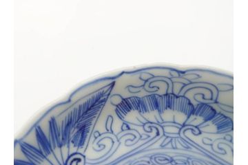 江戸期　古伊万里　染付　線描　松竹梅文　3.6寸　約11cm　爽やかな色合いが素敵な小皿5枚セット(和食器、和皿、三寸六分)(R-070393)