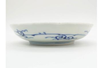 江戸期　古伊万里　染付　線描　松竹梅文　3.6寸　約11cm　爽やかな色合いが素敵な小皿5枚セット(和食器、和皿、三寸六分)(R-070393)