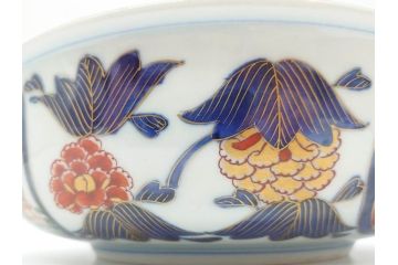 江戸期　古伊万里　金彩　色絵　南蛮舟に韃靼人の図　8寸　約25cm　色鮮やかで豪華な大鉢(ラッタン人、だったん人、南蛮人、八寸、深鉢、和食器)(R-070394)