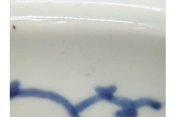 江戸期　古伊万里　染付　二重角福　渦福　波に魚?の図　約28cm　9.2寸　涼しげな雰囲気が素敵な大鉢(九寸二分、和食器、深皿)(R-070395)