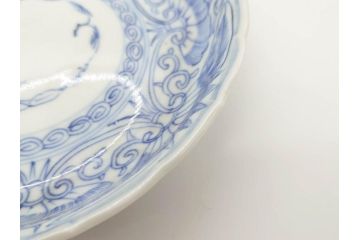 江戸期　古伊万里　染付　松竹梅文　5.1寸　約16cm　繊細に描かれた線描が美しい中皿3枚セット(和食器、和皿、五寸一分)(R-070396)