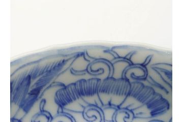 江戸期　古伊万里　染付　松竹梅文　5.1寸　約16cm　繊細に描かれた線描が美しい中皿3枚セット(和食器、和皿、五寸一分)(R-070396)