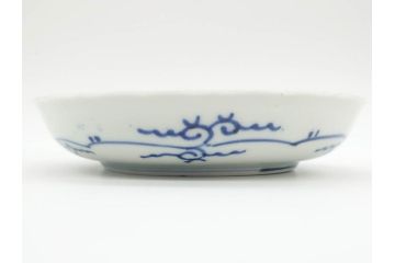 江戸期　古伊万里　染付　松竹梅文　5.1寸　約16cm　繊細に描かれた線描が美しい中皿3枚セット(和食器、和皿、五寸一分)(R-070396)