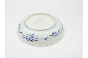 江戸期　古伊万里　染付　松竹梅文　5.1寸　約16cm　繊細に描かれた線描が美しい中皿3枚セット(和食器、和皿、五寸一分)(R-070396)