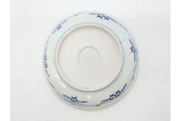 江戸期　古伊万里　染付　松竹梅文　5.1寸　約16cm　繊細に描かれた線描が美しい中皿3枚セット(和食器、和皿、五寸一分)(R-070396)
