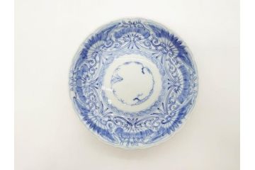 江戸期　古伊万里　染付　松竹梅文　5.1寸　約16cm　繊細に描かれた線描が美しい中皿3枚セット(和食器、和皿、五寸一分)(R-070396)