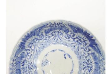 江戸期　古伊万里　染付　松竹梅文　5.1寸　約16cm　繊細に描かれた線描が美しい中皿3枚セット(和食器、和皿、五寸一分)(R-070396)