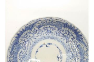 江戸期　古伊万里　染付　松竹梅文　5.1寸　約16cm　繊細に描かれた線描が美しい中皿3枚セット(和食器、和皿、五寸一分)(R-070396)