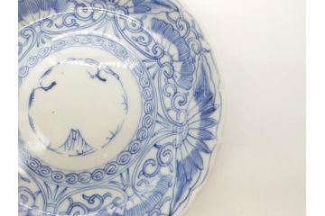 江戸期　古伊万里　染付　松竹梅文　5.1寸　約16cm　繊細に描かれた線描が美しい中皿5枚セット(和食器、和皿、五寸一分)(R-070397)