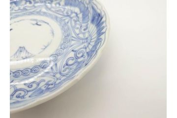 江戸期　古伊万里　染付　松竹梅文　5.1寸　約16cm　繊細に描かれた線描が美しい中皿5枚セット(和食器、和皿、五寸一分)(R-070397)