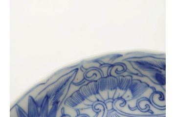 江戸期　古伊万里　染付　松竹梅文　5.1寸　約16cm　繊細に描かれた線描が美しい中皿5枚セット(和食器、和皿、五寸一分)(R-070397)