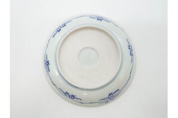 江戸期　古伊万里　染付　松竹梅文　5.1寸　約16cm　繊細に描かれた線描が美しい中皿5枚セット(和食器、和皿、五寸一分)(R-070397)