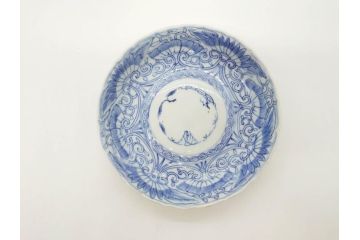 江戸期　古伊万里　染付　松竹梅文　5.1寸　約16cm　繊細に描かれた線描が美しい中皿5枚セット(和食器、和皿、五寸一分)(R-070397)