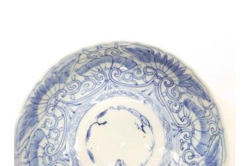 江戸期　古伊万里　染付　松竹梅文　5.1寸　約16cm　繊細に描かれた線描が美しい中皿5枚セット(和食器、和皿、五寸一分)(R-070397)