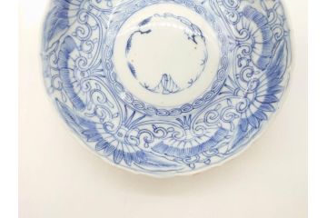 江戸期　古伊万里　染付　松竹梅文　5.1寸　約16cm　繊細に描かれた線描が美しい中皿5枚セット(和食器、和皿、五寸一分)(R-070397)