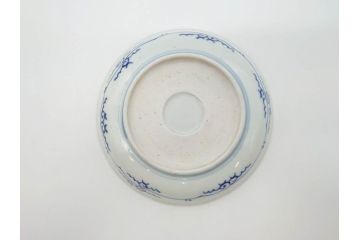 江戸期　古伊万里　染付　松竹梅文　5.1寸　約16cm　繊細に描かれた線描が美しい中皿5枚セット(和食器、和皿、五寸一分)(R-070397)