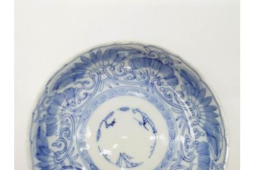 江戸期　古伊万里　染付　松竹梅文　5.1寸　約16cm　繊細に描かれた線描が美しい中皿5枚セット(和食器、和皿、五寸一分)(R-070397)