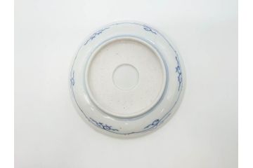 江戸期　古伊万里　染付　松竹梅文　5.1寸　約16cm　繊細に描かれた線描が美しい中皿5枚セット(和食器、和皿、五寸一分)(R-070397)