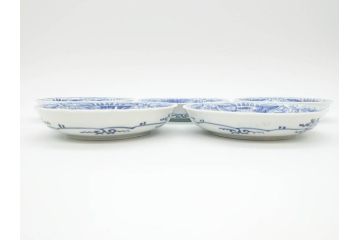 江戸期　古伊万里　染付　松竹梅文　5.1寸　約16cm　繊細に描かれた線描が美しい中皿5枚セット(和食器、和皿、五寸一分)(R-070398)