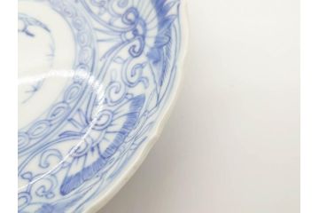 江戸期　古伊万里　染付　松竹梅文　5.1寸　約16cm　繊細に描かれた線描が美しい中皿5枚セット(和食器、和皿、五寸一分)(R-070398)