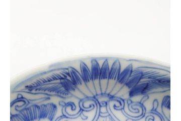 江戸期　古伊万里　染付　松竹梅文　5.1寸　約16cm　繊細に描かれた線描が美しい中皿5枚セット(和食器、和皿、五寸一分)(R-070398)