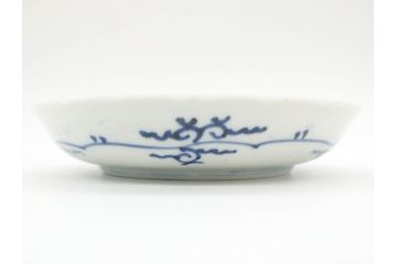江戸期　古伊万里　染付　松竹梅文　5.1寸　約16cm　繊細に描かれた線描が美しい中皿5枚セット(和食器、和皿、五寸一分)(R-070398)
